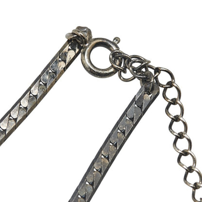 Saint Laurent Necklace Pendant YSL Cassandra Rhinestone Silver Black Authentic
