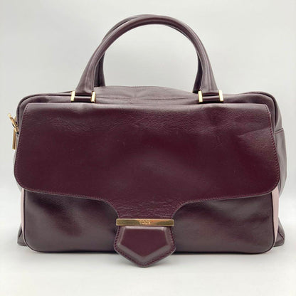 TOD'S Hand Shoulder Bag Tote Purse 2way Patent Leather Bordeaux Authentic