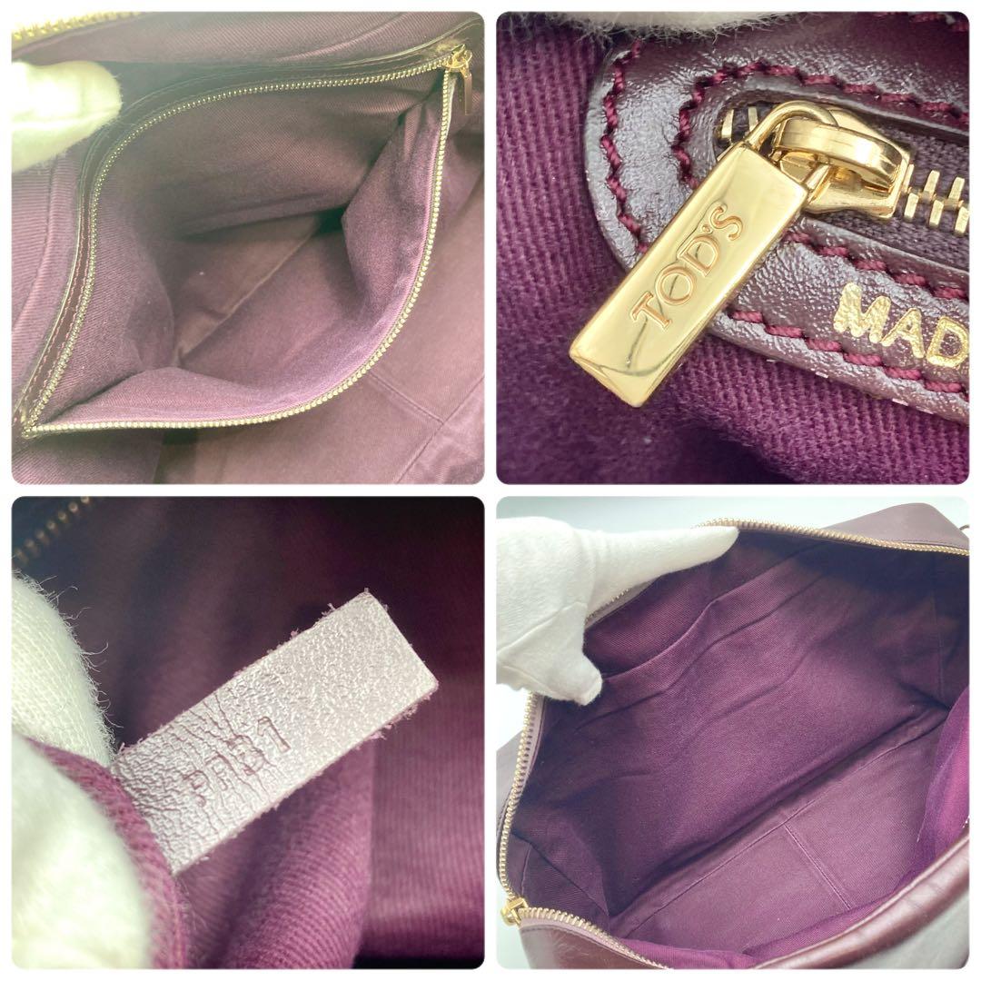 TOD'S Hand Shoulder Bag Tote Purse 2way Patent Leather Bordeaux Authentic