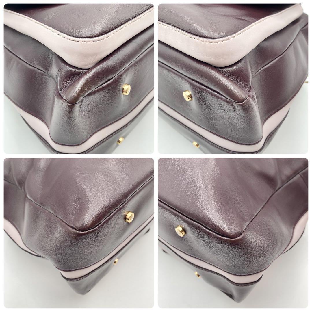 TOD'S Hand Shoulder Bag Tote Purse 2way Patent Leather Bordeaux Authentic