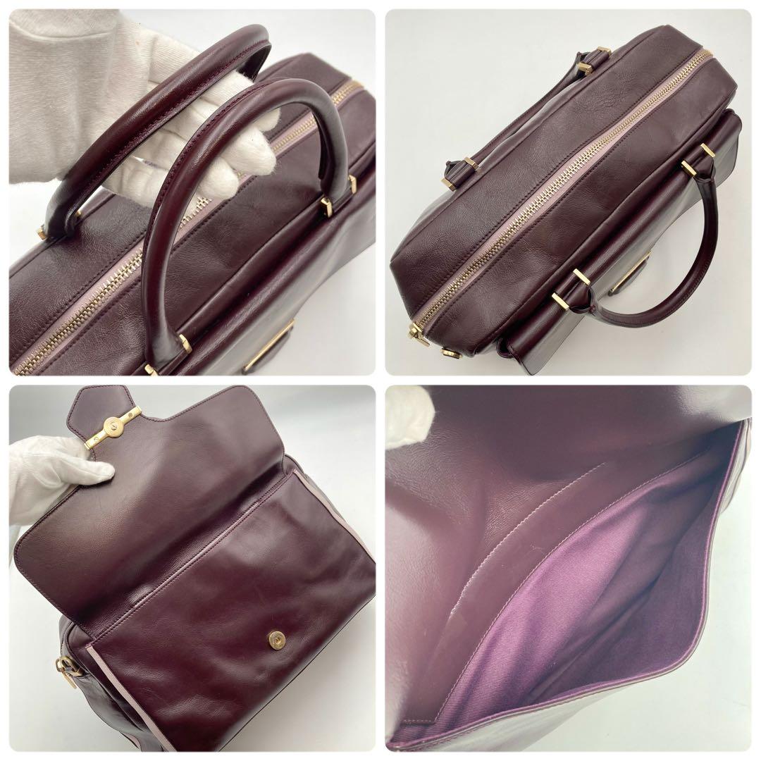 TOD'S Hand Shoulder Bag Tote Purse 2way Patent Leather Bordeaux Authentic