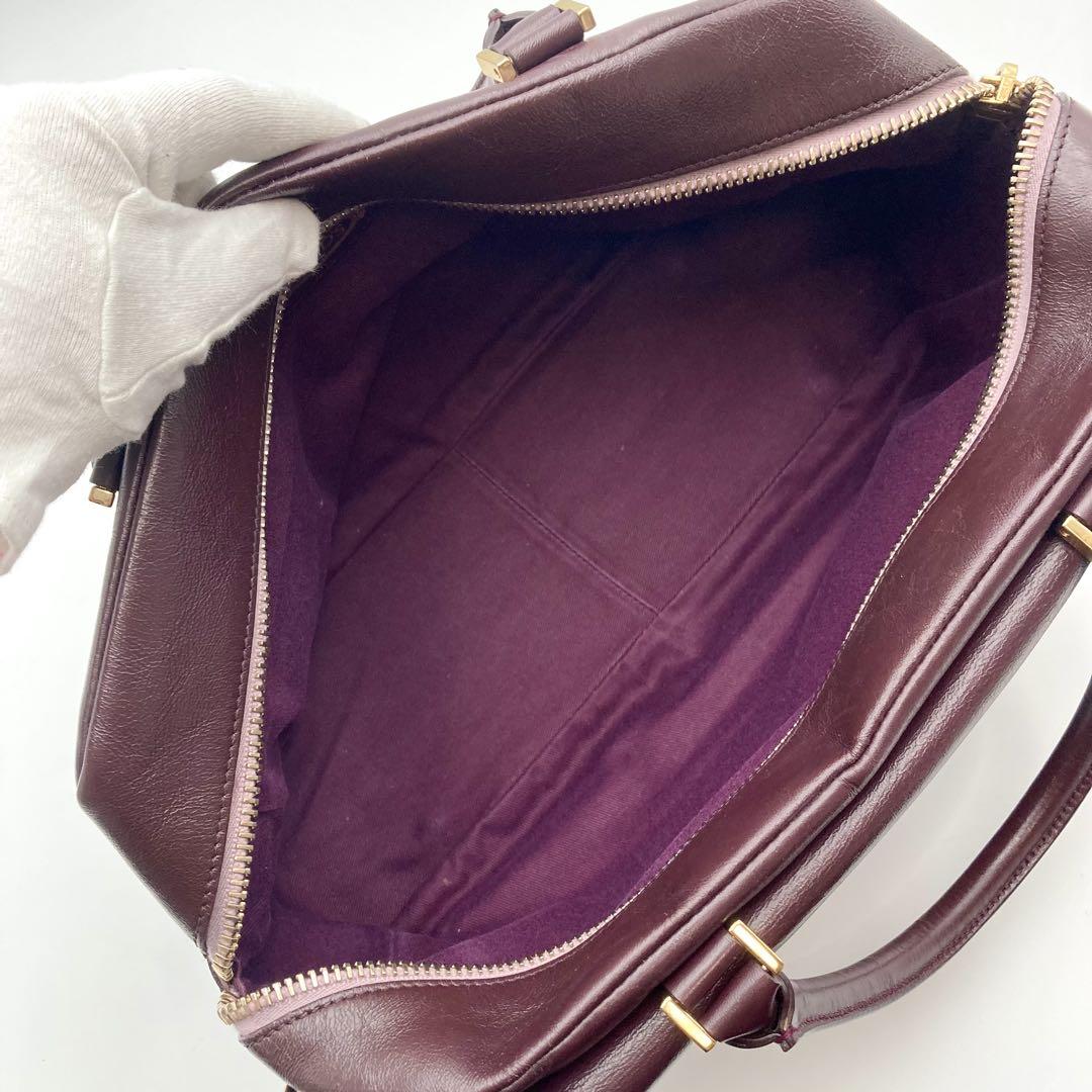 TOD'S Hand Shoulder Bag Tote Purse 2way Patent Leather Bordeaux Authentic