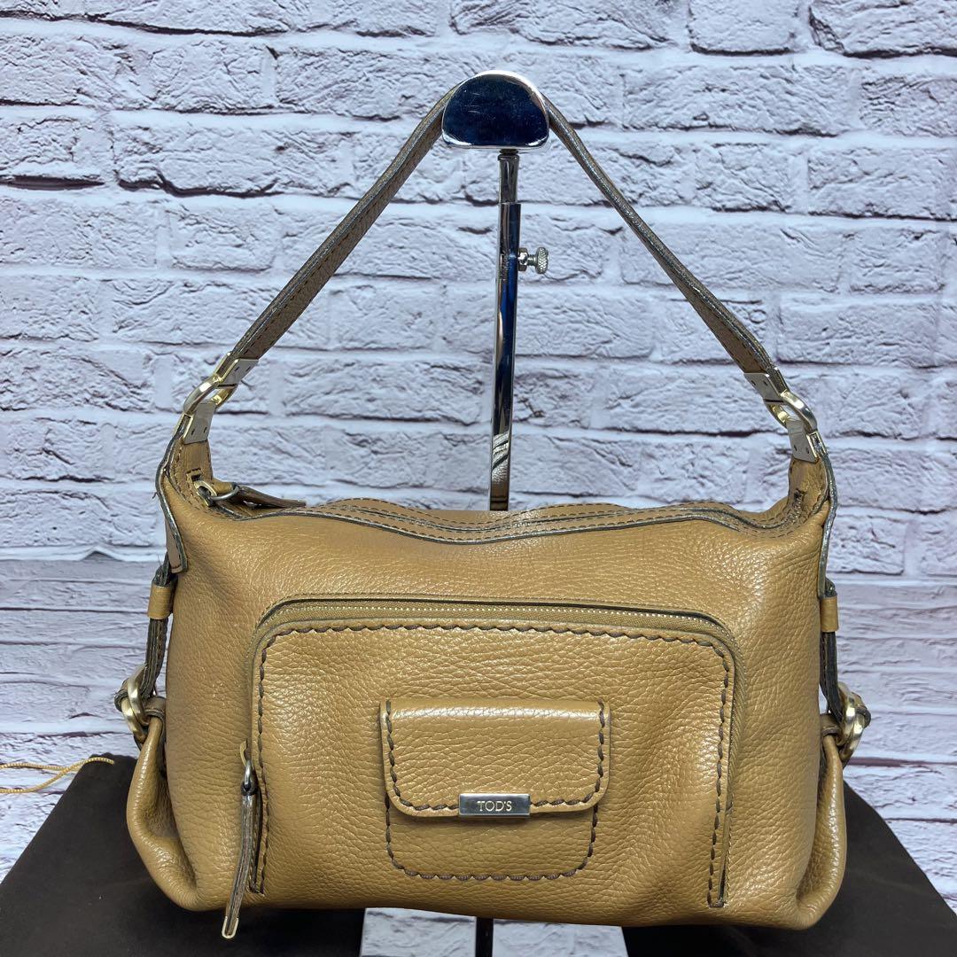 TOD'S Hand Shoulder Bag Tote Purse Mini Boston Leather Brown Authentic