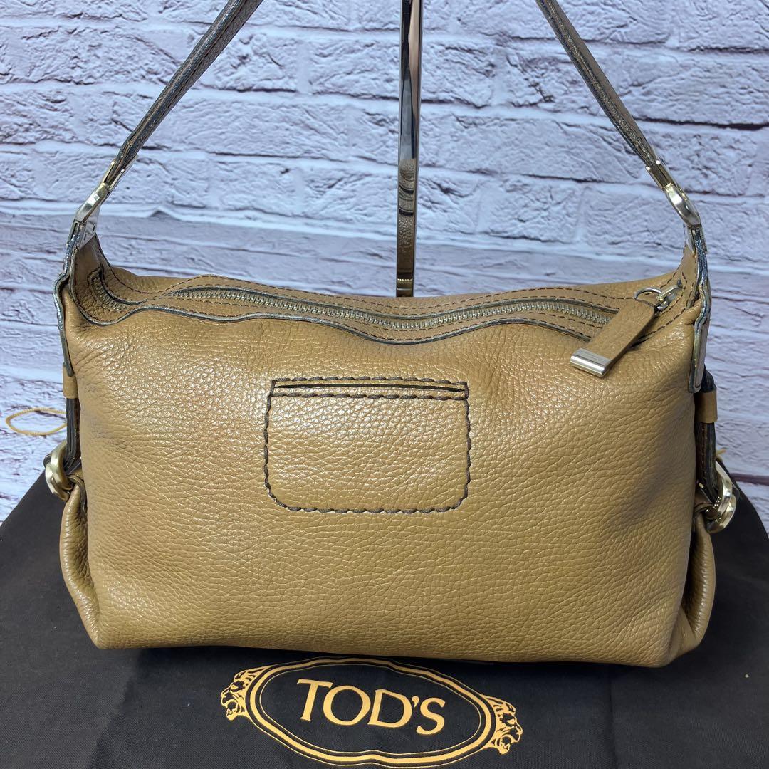 TOD'S Hand Shoulder Bag Tote Purse Mini Boston Leather Brown Authentic