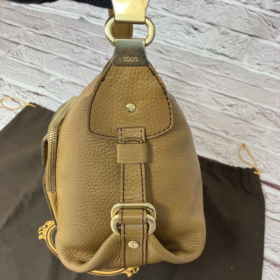 TOD'S Hand Shoulder Bag Tote Purse Mini Boston Leather Brown Authentic