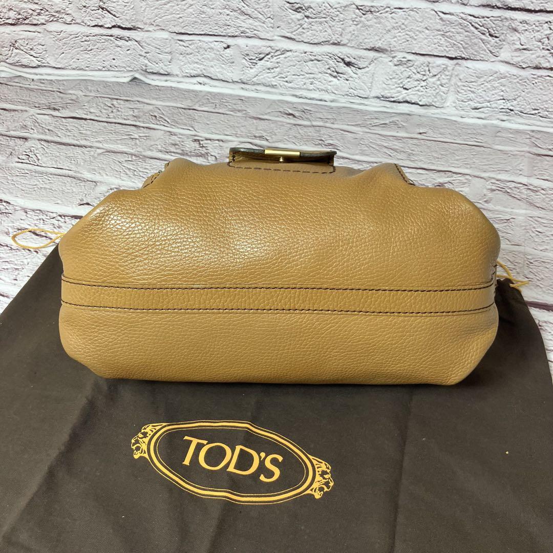 TOD'S Hand Shoulder Bag Tote Purse Mini Boston Leather Brown Authentic