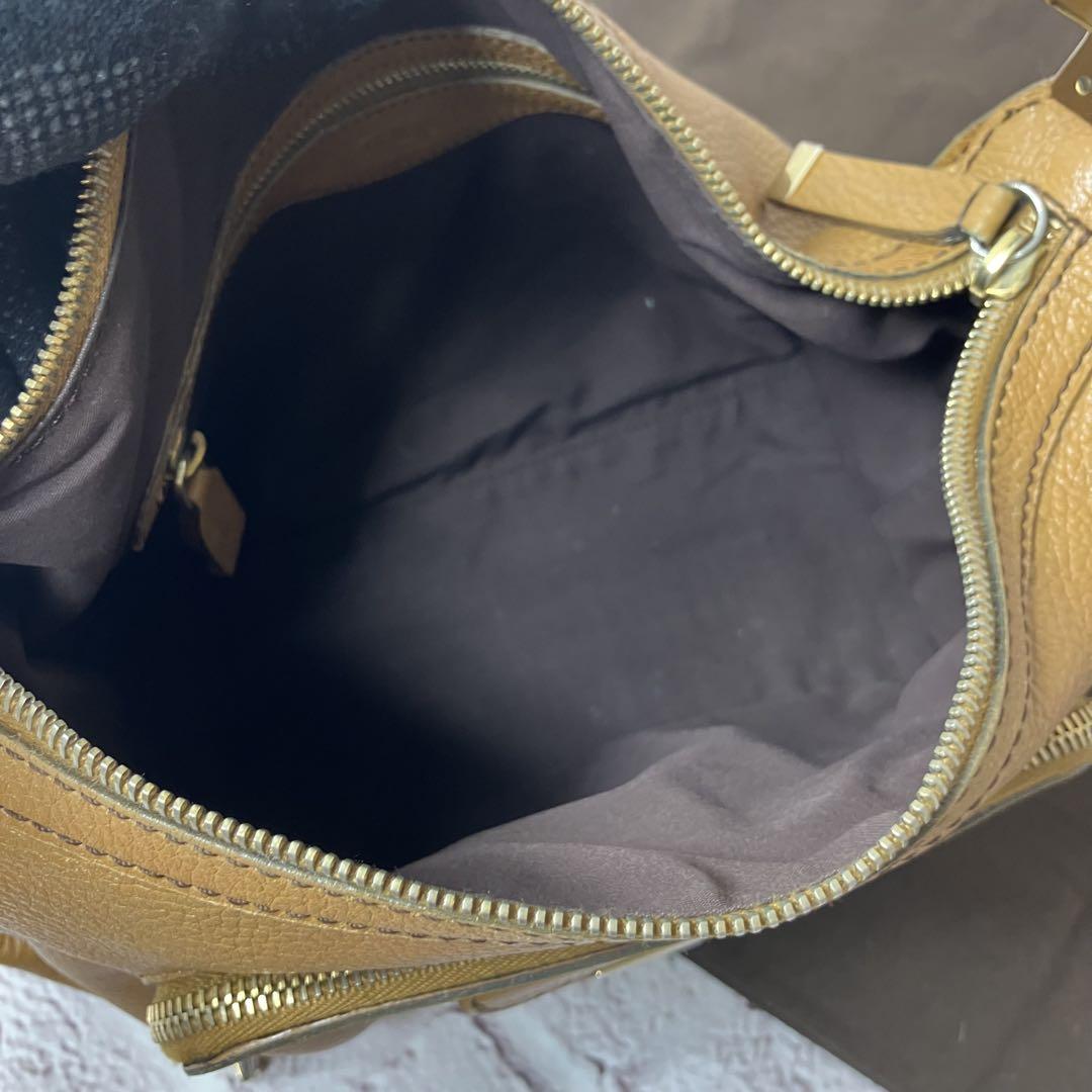 TOD'S Hand Shoulder Bag Tote Purse Mini Boston Leather Brown Authentic