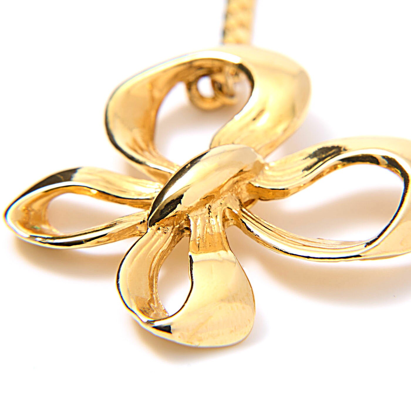 Saint Laurent Necklace Pendant Ribbon motif YSL Cassandra GP Gold Authentic
