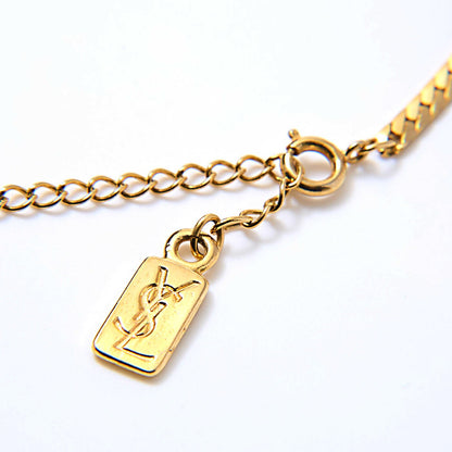 Saint Laurent Necklace Pendant Ribbon motif YSL Cassandra GP Gold Authentic