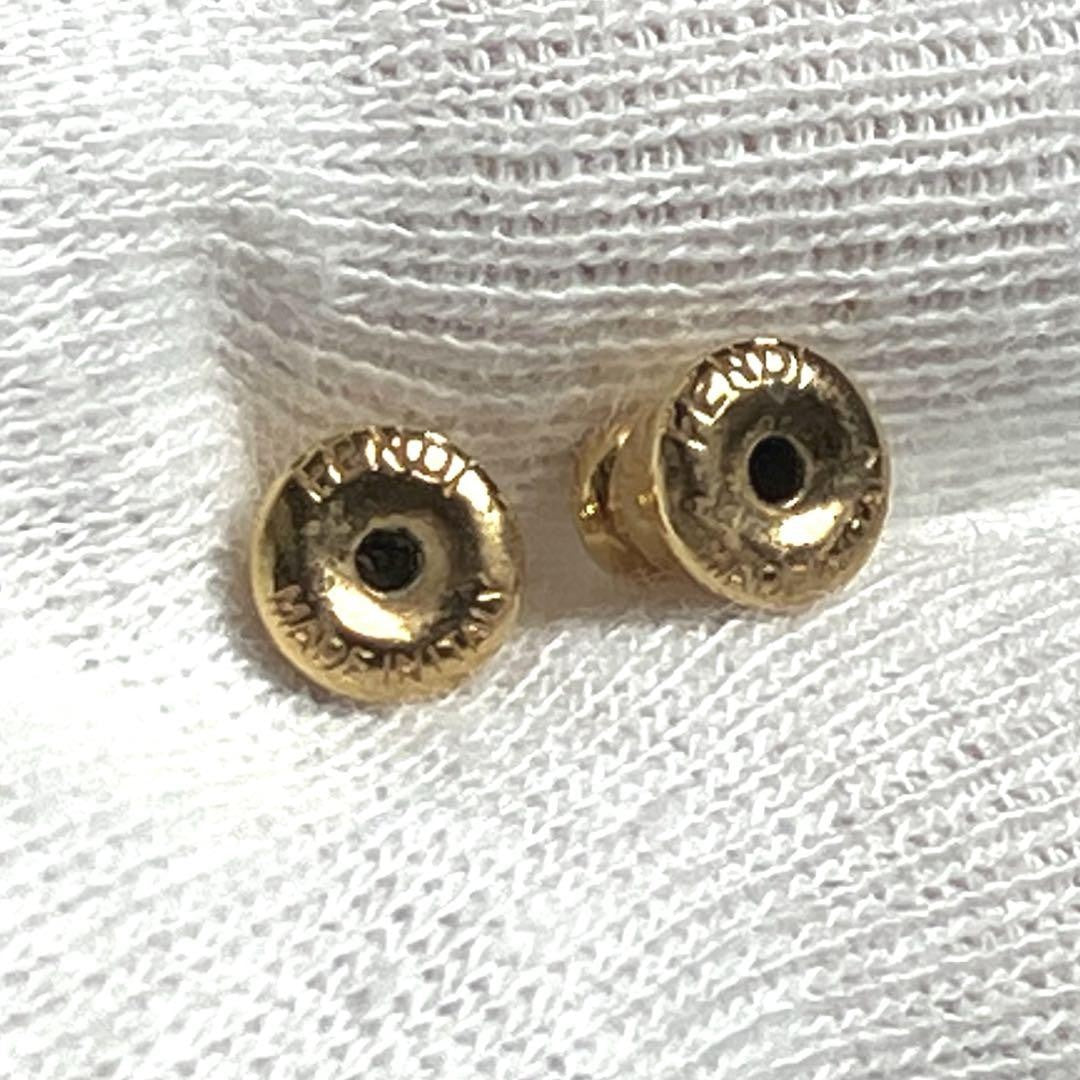 FENDI Earrings F Logo Rhinestone Metal Gold Women Accessory Authentic