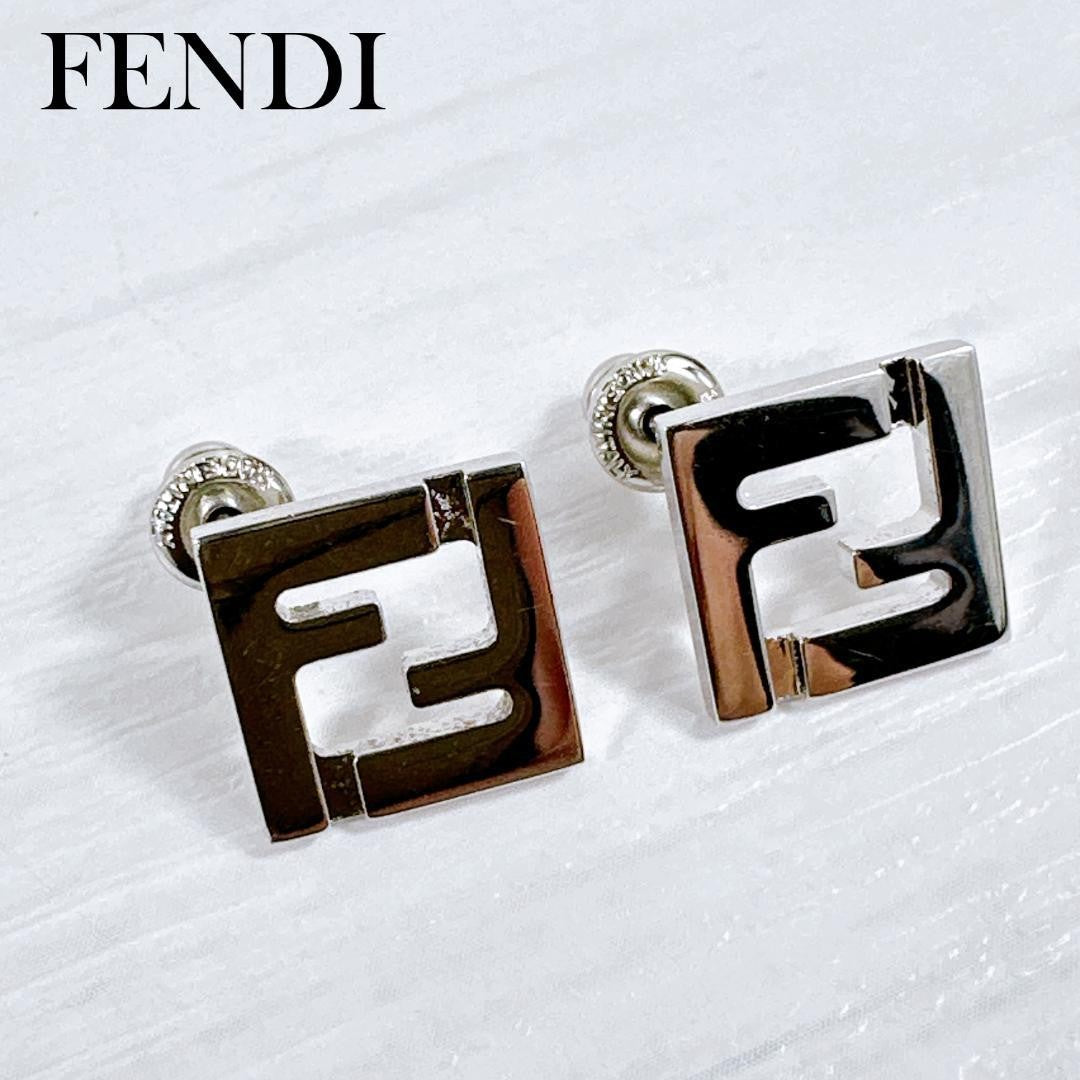 FENDI Earrings FF Logo FOREVER Silver Women Accessory Authentic