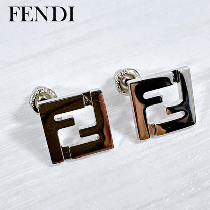 FENDI Earrings FF Logo FOREVER Silver Women Accessory Authentic