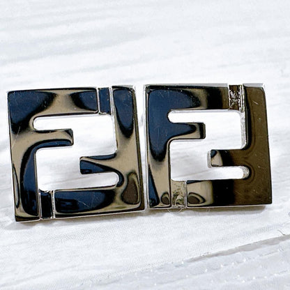 FENDI Earrings FF Logo FOREVER Silver Women Accessory Authentic
