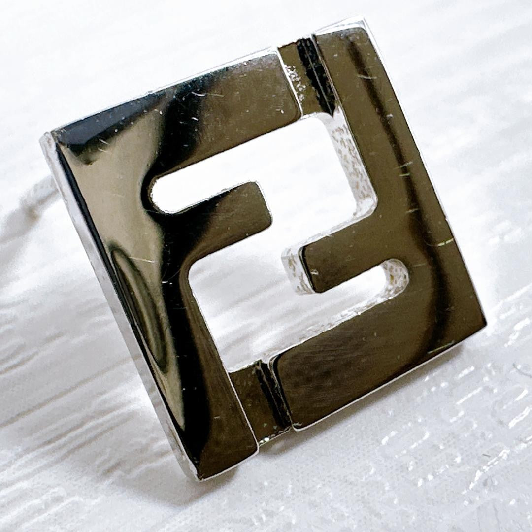 FENDI Earrings FF Logo FOREVER Silver Women Accessory Authentic