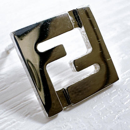 FENDI Earrings FF Logo FOREVER Silver Women Accessory Authentic