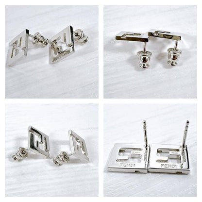 FENDI Earrings FF Logo FOREVER Silver Women Accessory Authentic
