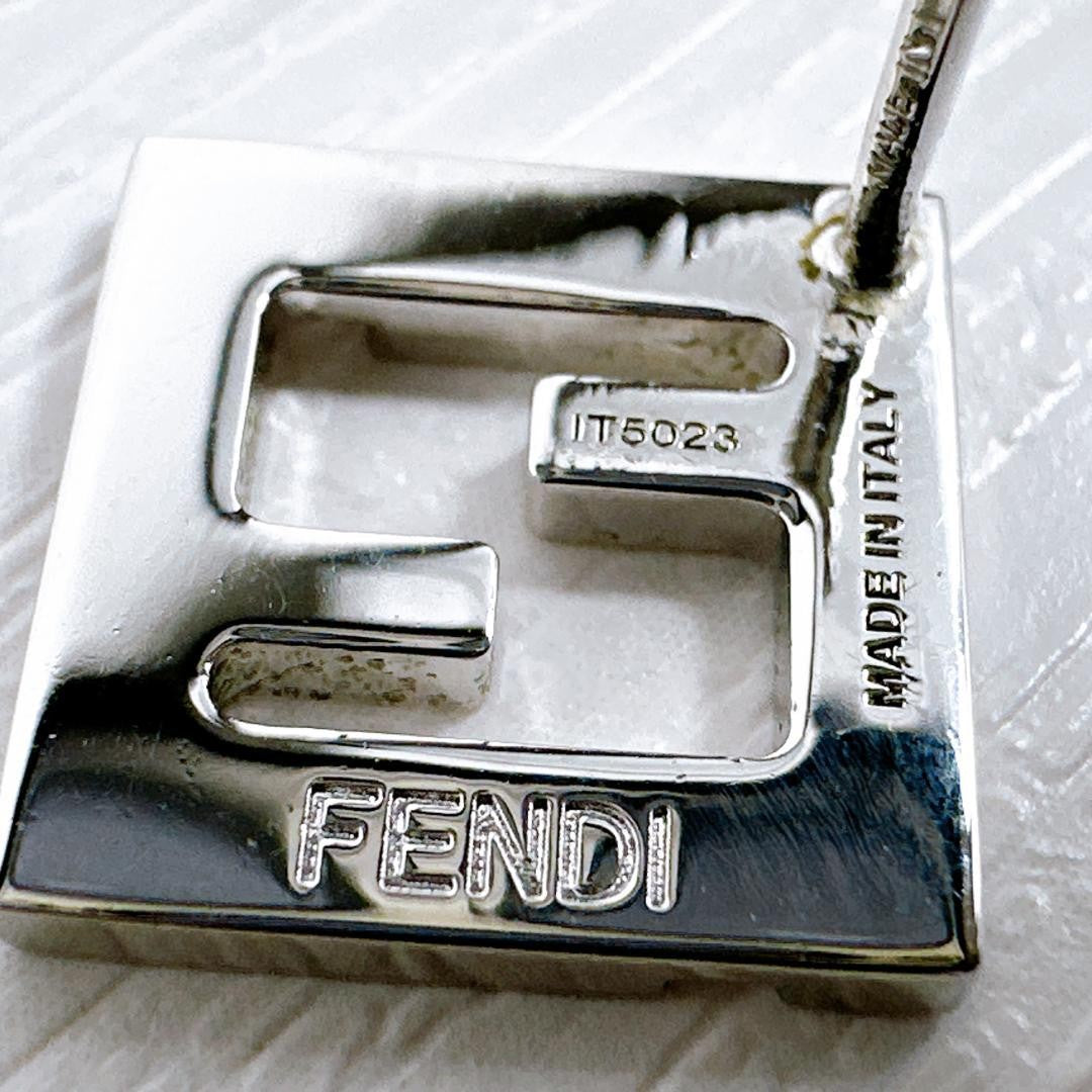 FENDI Earrings FF Logo FOREVER Silver Women Accessory Authentic
