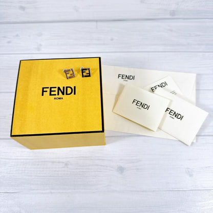 FENDI Earrings FF Logo FOREVER Silver Women Accessory Authentic