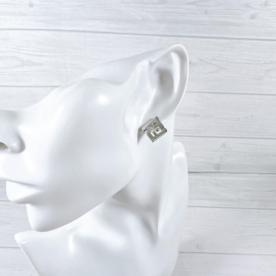 FENDI Earrings FF Logo FOREVER Silver Women Accessory Authentic
