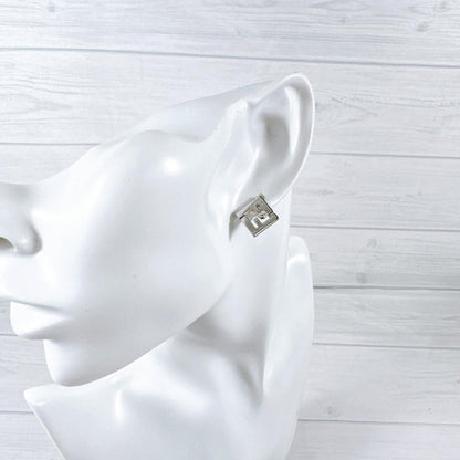 FENDI Earrings FF Logo FOREVER Silver Women Accessory Authentic