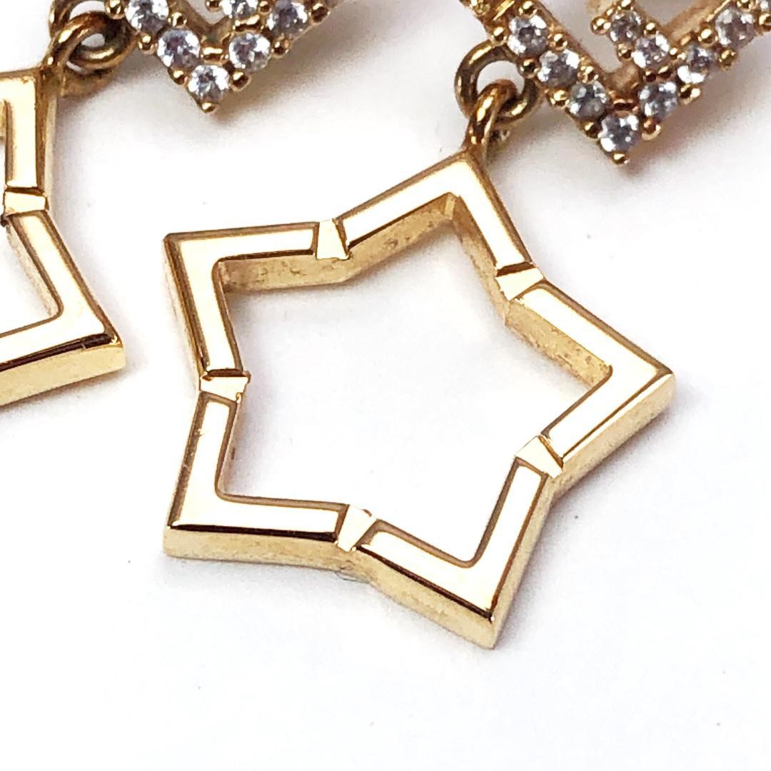 FENDI Earrings FF GP Rhinestone Gold Women Accessory Authentic