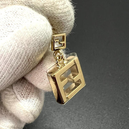 FENDI Earrings FF Logo Forever Gold Women Accessory Authentic