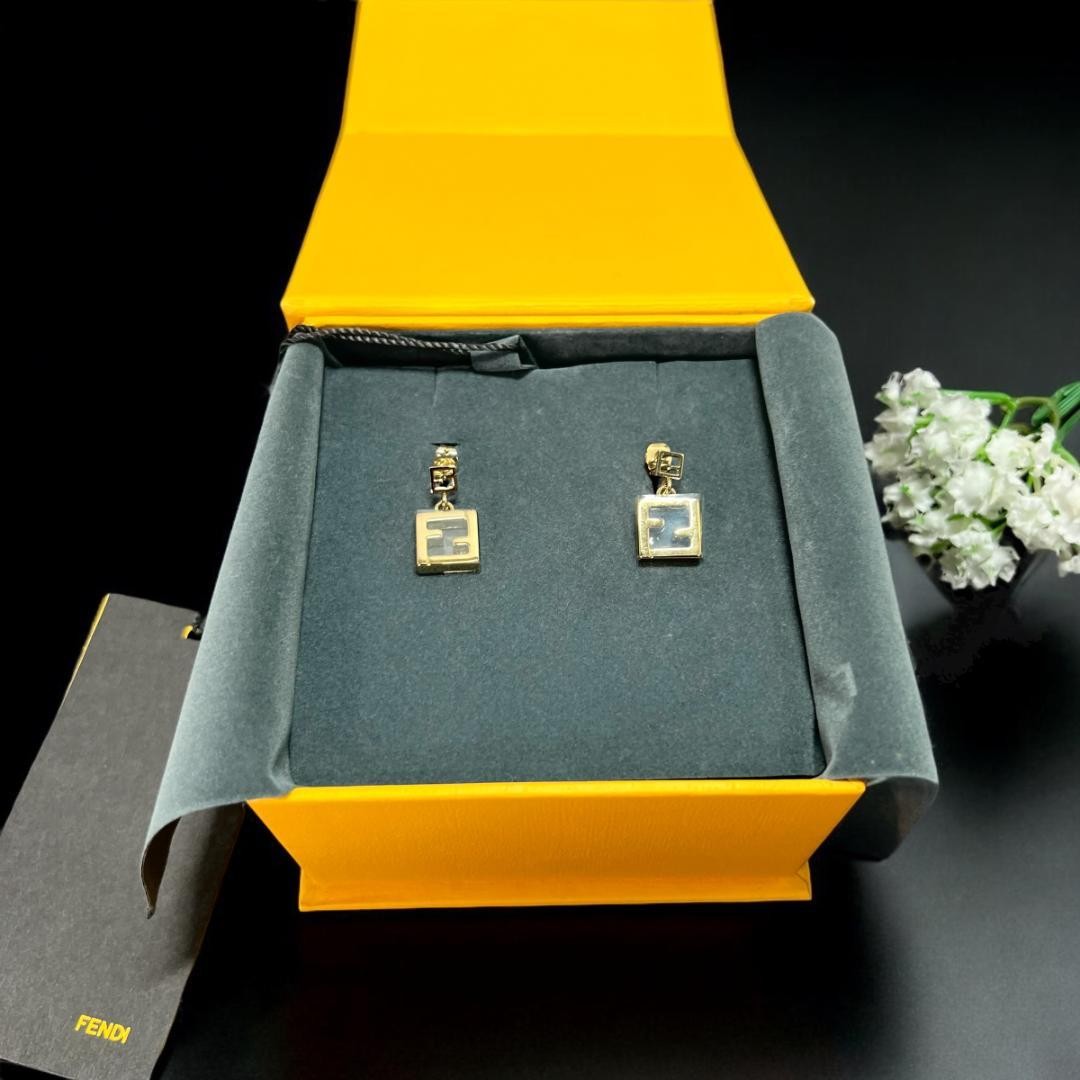 FENDI Earrings FF Logo Forever Gold Women Accessory Authentic