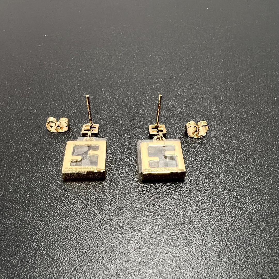 FENDI Earrings FF Logo Forever Gold Women Accessory Authentic