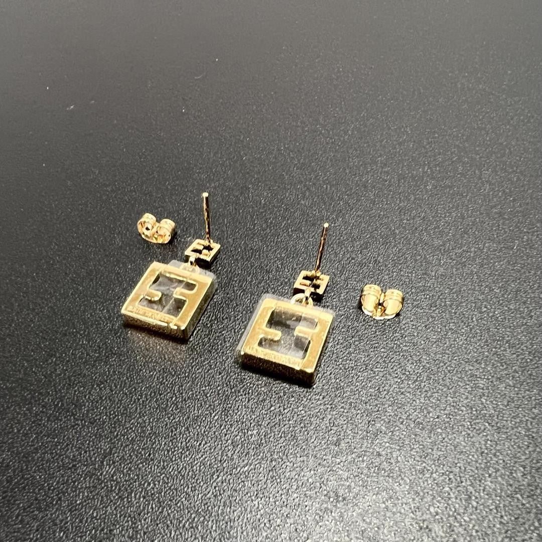 FENDI Earrings FF Logo Forever Gold Women Accessory Authentic