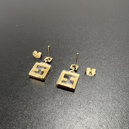 FENDI Earrings FF Logo Forever Gold Women Accessory Authentic