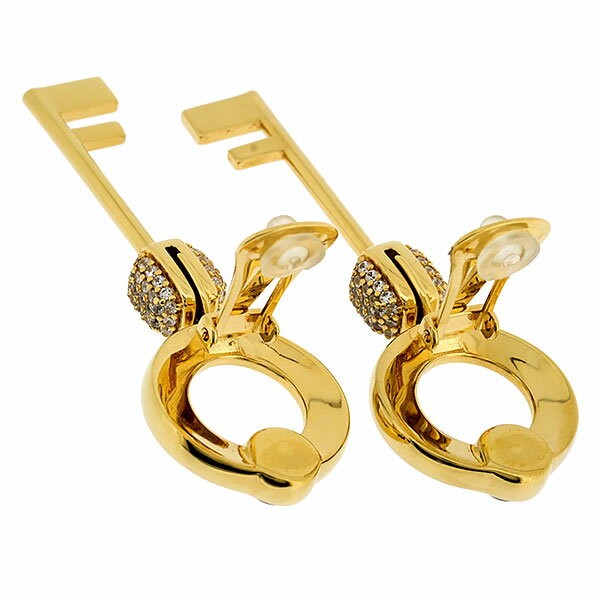 FENDI Earrings Key GP Gold Women Accessory Authentic