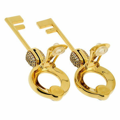 FENDI Earrings Key GP Gold Women Accessory Authentic