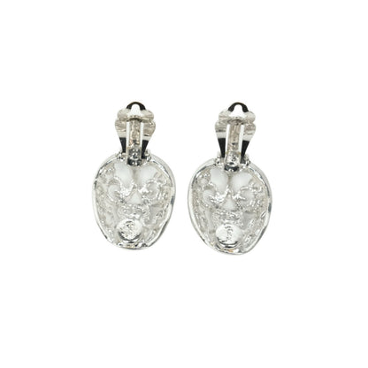 Saint Laurent Earrings YSL Cassandra Silver Authentic