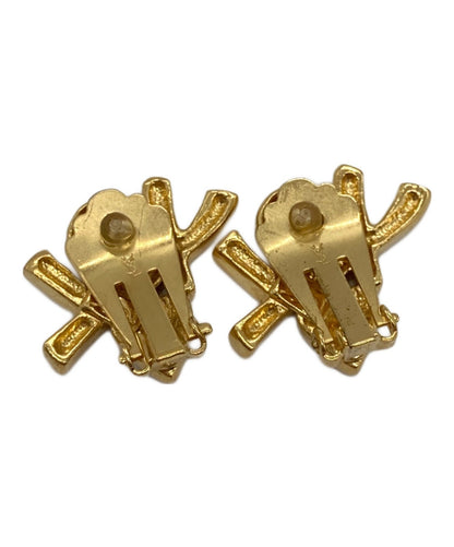 Saint Laurent Earrings YSL Logo Heart Gold Authentic
