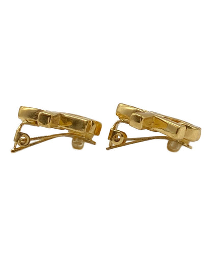 Saint Laurent Earrings YSL Logo Heart Gold Authentic