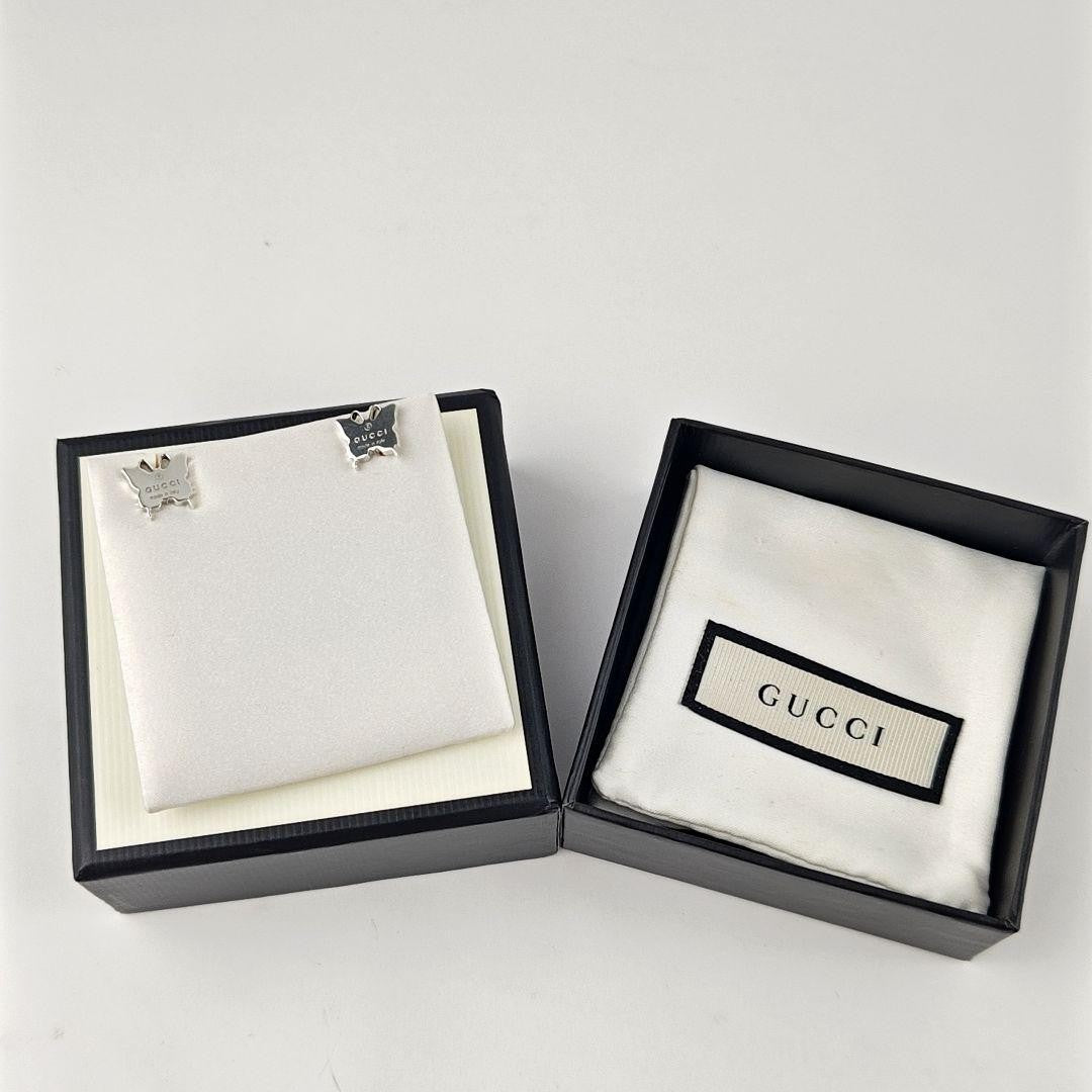 GUCCI Earrings Butterfly Silver 925 Women Accessory Authentic