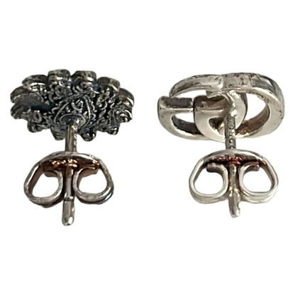 GUCCI Earrings Double G Flower Silver Women Accessory Authentic