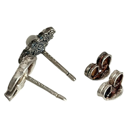 GUCCI Earrings Double G Flower Silver Women Accessory Authentic