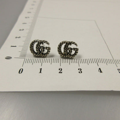 GUCCI Earrings Double G Silver Unisex Accessory Authentic
