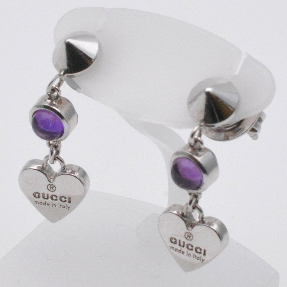GUCCI Earrings Amethyst Heart Silver 925 Women Accessory Authentic
