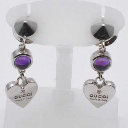 GUCCI Earrings Amethyst Heart Silver 925 Women Accessory Authentic