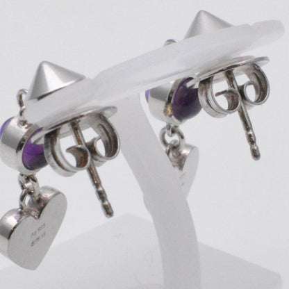 GUCCI Earrings Amethyst Heart Silver 925 Women Accessory Authentic