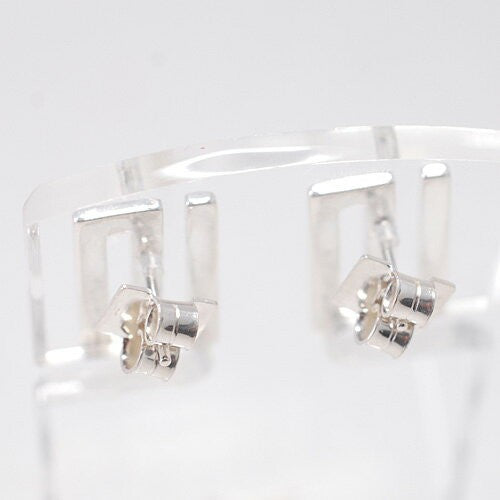GUCCI Earrings G Design Square Flat Silver 925 Unisex Accessory Authentic