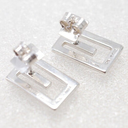 GUCCI Earrings G Design Square Flat Silver 925 Unisex Accessory Authentic
