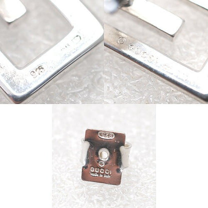 GUCCI Earrings G Design Square Flat Silver 925 Unisex Accessory Authentic