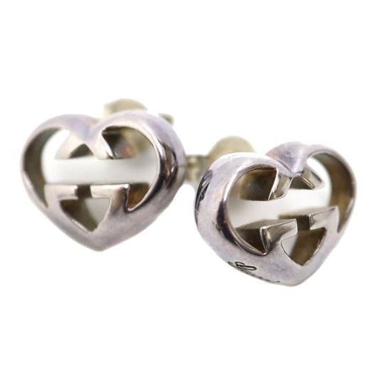 GUCCI Earrings Interlocking G Heart Silver 925 Women Accessory Authentic
