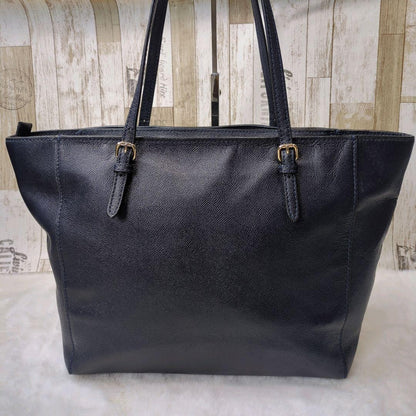 COACH Hand Bag Tote Purse 57443 Leather Navy Authentic