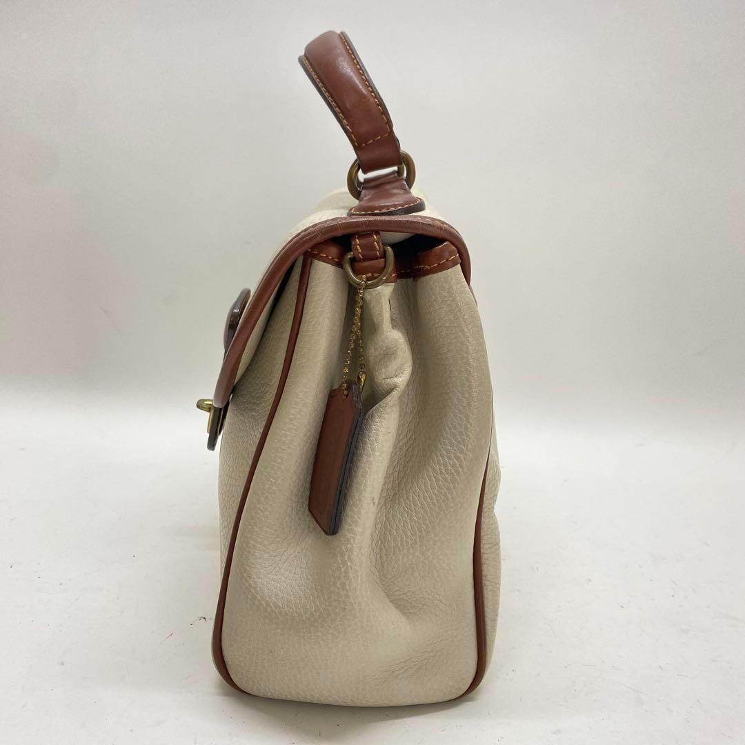 COACH Hand Bag Tote Purse Old 4226 Leather White Authentic