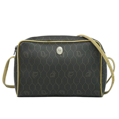 Christian Dior Shoulder Bag Purse Honeycomb PVC Black Authentic