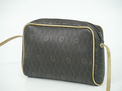 Christian Dior Shoulder Bag Purse Honeycomb PVC Black Authentic